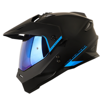Cargar imagen en el visor de la galería, CASCO HRO MX330 SOLIDO NEGRO VISOR AZUL IRIDIUM SKU: HROMX330SONGAZ-#