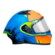Cargar imagen en el visor de la galería, CASCO HRO 523DV HOKUSAI | AZUL/NARANJA VISOR TR | SKU: HRO-523-HOKUSAIAZ-#