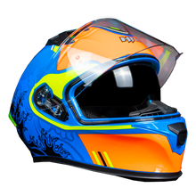 Cargar imagen en el visor de la galería, CASCO HRO 523DV HOKUSAI | AZUL/NARANJA VISOR TR | SKU: HRO-523-HOKUSAIAZ-#